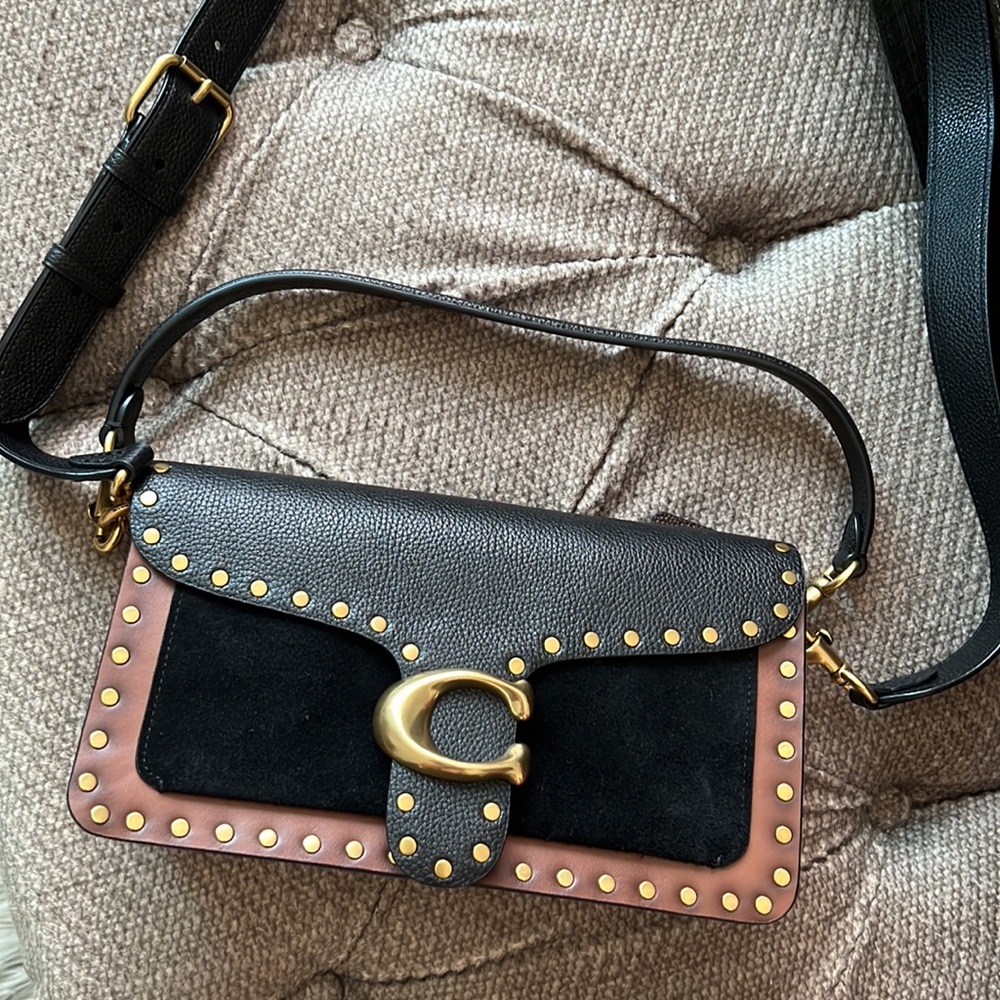 Coach Tabby Studded Shoulder Bag, Brown and Black